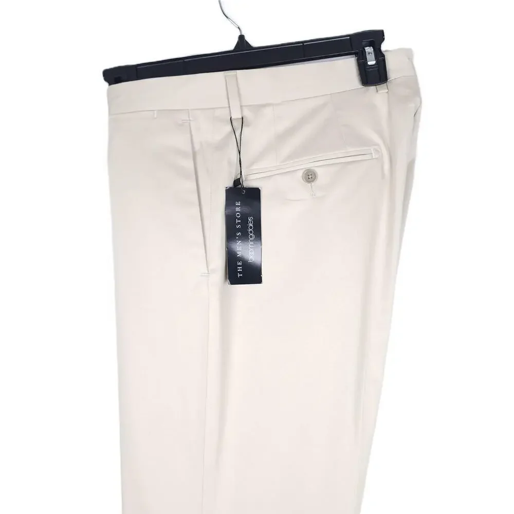 The Mens Store Slim Fit Sateen Dress Pants 36 R Stone Solid Stretch Cotton NWT